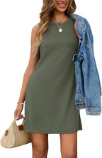 Sleeveless A-Line Summer Tank Dress Knee-Length