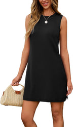 Sleeveless A-Line Summer Tank Dress Knee-Length