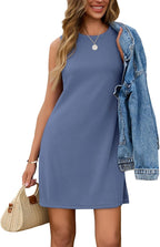 Sleeveless A-Line Summer Tank Dress Knee-Length