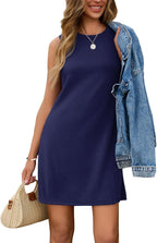 Sleeveless A-Line Summer Tank Dress Knee-Length