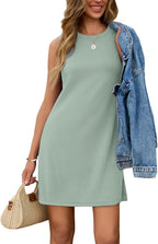 Sleeveless A-Line Summer Tank Dress Knee-Length