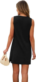 Sleeveless A-Line Summer Tank Dress Knee-Length