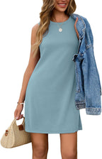 Sleeveless A-Line Summer Tank Dress Knee-Length
