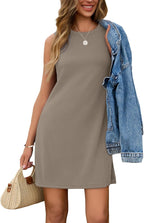 Sleeveless A-Line Summer Tank Dress Knee-Length